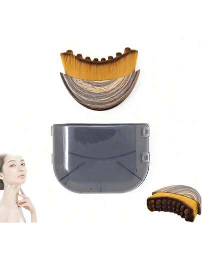 1个双头洁面刷，兼具轮廓刷和塑形工具的功能，可勾勒下颌线，消除浮肿，适合敏感肌肤护理，便携式面部按摩器，适用于居家/旅行/SPA。