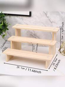 1pc Wooden Multi-Tier Display Rack, Multifunctional Jewelry, Dessert, Cupcake Collection Storage Organizer, Display Cabinet, Suitable For Valentine's Day And Back To School Season - Wood Color - View 6