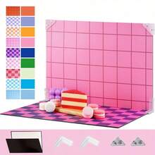 16.5pcs 11-Inch 9-Color Double-Sided Cardboard Set, Includes 1pc Black & White Background Paper, Double-Sided Colorful Grid Pattern, Photography Photo Background Boards, Suitable For Jewelry, Cosmetics And Other Small Product Photography - Photography Studio - View 6