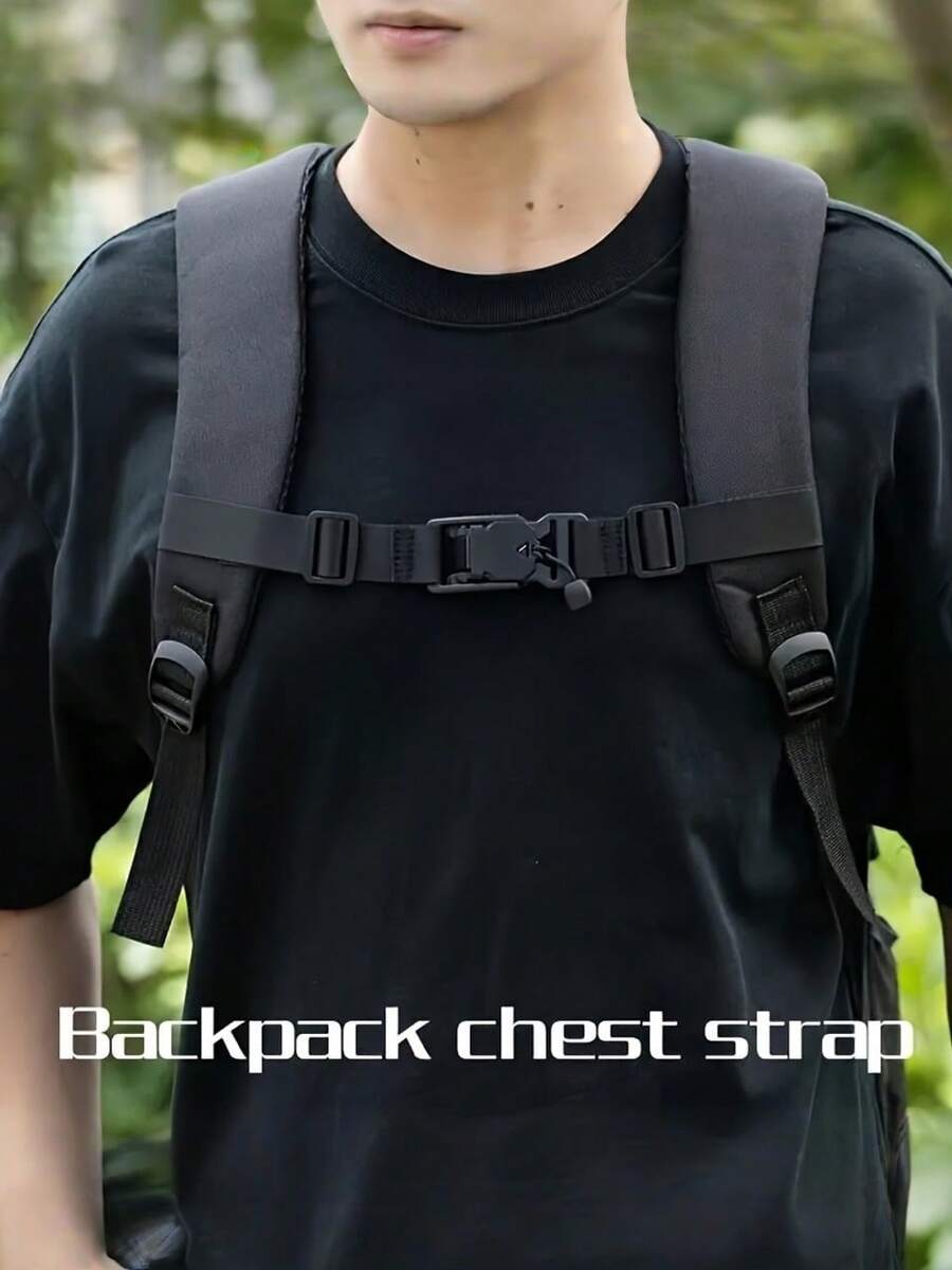 1 pièce Sangle de sac à dos/poitrine réglable, design minimaliste léger avec boucle de , matériau en polyester noir, convient pour la randonnée, le camping, les voyages, accessoire d'équipement extérieur durable et confortable