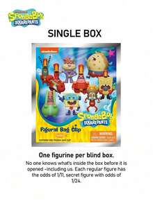 Nickelodeon 1/4pcs  Official  Blind Bag 3D Mini Figure Keychain Mystery Pack, Includes Random Characters Like , Patrick, Squidward, Sandy, Mr. Krabs, Plankton, Gary, Mrs. Puff, Suitable For Birthday Party Gifts And Fan Collections - Multicolor - View 3