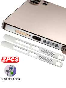 合金防尘塞式手机扬声器防尘保护膜 2 片装,适用于 Galaxy S24 Ultra/S26 Ultra/S26/S25/S26+,一体式金属保护膜,不影响手机壳使用,防尘防刮,春季礼物 - 銀色 - 查看 12