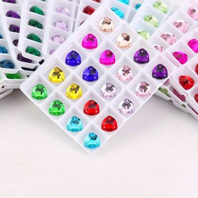12毫米，20颗/包，扁平双孔精致玻璃水钻，厚实三角形，适用于手工制作、婚纱、手提包、鞋子装饰、珠宝制作等。