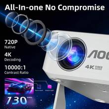 AOC 4K Support Short Throw Smart Projector With Native 720P And Auto Keystone Correction, Android 11.0 Portable Home Theater Projector For Bedroom, Office And Outdoor Movie Nights - View 2