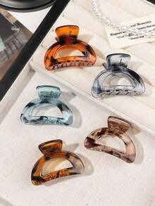5pc Random/Set Gradient Amber Hollow Half-Circle Hair Clips, Minimalist Elegant Small Size Side Bangs Ponytail Holder Hair Accessories Hair Claws Claw Clips Hair Jaw Clip Hair Clamps Hair Clutch Hair Catcher Clip Fall Winter For Vacation Outfits Woman - 多色 2 - 查看 5