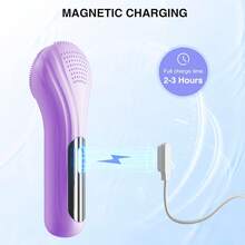 5 Modes Silicone Face Scrubber, Waterproof Face Scrubber Exfoliator For Men & Women, Rechargeable Electric Facial Cleansing Brush For Deep Cleansing, Exfoliating, Massage - 紫色 - 查看 7