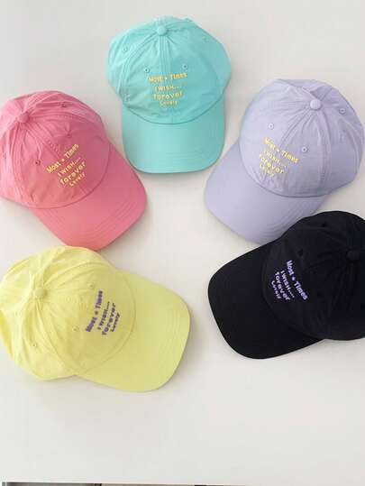Soft Top Candy Color Stylish Letter Printed Baseball Cap, Breathable Sunscreen Hat For Women, Suitable For Spring/Summer Outdoor, Travel, Sports, Back To School