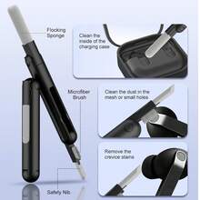 KEKOA 三星 Galaxy Buds 4/Buds 4 Pro 专用软硅胶保护套，带钥匙扣和清洁刷套装，防震保护壳，黑色 - 黑色 - 查看 7