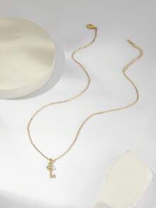 The Gold Collar Chain Is Set With Small Diamonds, Giving A Luxurious Touch. It Is Perfect For Daily Wear And Makes An Excellent Gift For Special Occasions. - Three-leaf Key Pendant - View 3