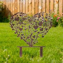 1 pieza Escultura de estaca de jardín de acrílico con forma de corazón elegante - Decoración de granja vintage para interiores y exteriores, con recorte con forma de corazón, estaca de suelo de fácil instalación, adecuada para césped, patio, hogar - Regalo ideal para inauguración de casa, boda, Navidad, Halloween - A - Ver 2