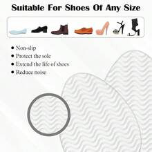 8Pcs Shoe Grips On Bottom Of Shoes, Self-Adhesive Clear Non Slip Shoe Pads For Heels, Invisible Sole Protectors Guard, Pointed Toe Sole Traction Pads For Pumps, Stilettos & Dress Shoes - Default - View 4