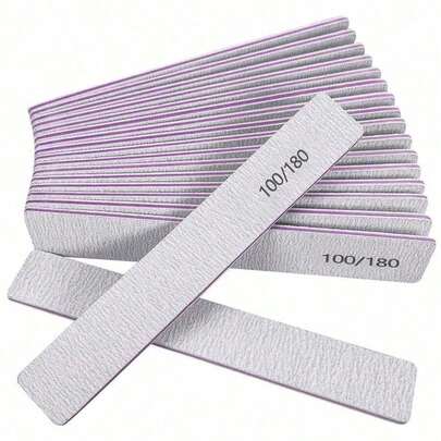 5 PCS  Professional Nail File,180/100 Nail File For Natural Nails, Nail File Double-Sided Washable Fine Grain Nail File For Home And Salon Use.