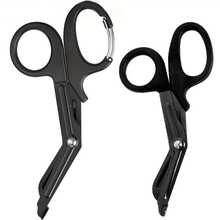 1/2 Set Trauma Shears, Including 1pc 6-Inch Stainless Steel Scissors And 1pc 7.5-Inch Bandage Scissors With Carabiner, Suitable For School, Home And Student Use - Multicolor - View 9