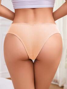 3条装女士纯棉罗纹三角裤，柔软舒适，亲肤透气，日常穿着内衣裤。 - 彩色 - 查看 9