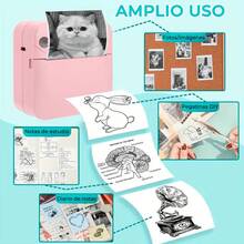 Mini Thermal Printer, 200DPI Ergonomic Design Handheld Printer with Rechargeable Battery,Stable Portable Printer for Home Office Travel (Pink) - Ver 3