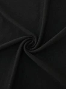 大码女式短袖V领睡衣套装，时尚印花七分裤家居服 - 黑色 - 查看 6