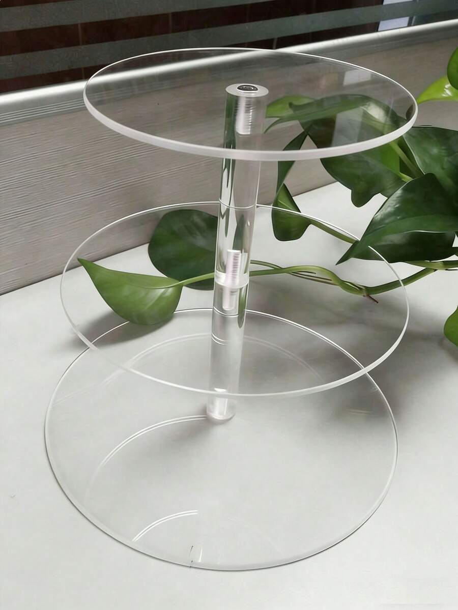 3-6层亚克力透明纸杯蛋糕架 - 圆形纸杯蛋糕展示架 - 亚克力甜点架，适用于派对、婚礼、生日庆典 - 無色 - 查看 1