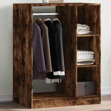 Großer Kleiderschrank Aus Holzwerkstoff In Räuchereiche-Optik 77x48x102 Cm - Stauraum Kommode Schrank Für Kleidung Wohnzimmer Schlafzimmer - 彩色 - 查看 2