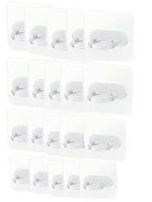 6 piezas de ganchos adhesivos con forma de anillo, soportes para barras de cortina montados en la pared, sin necesidad de perforar, adecuados para colgar gel de ducha, estantes de almacenamiento de cocina y baño - transparente - Ver 14