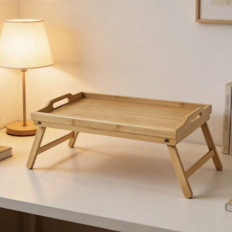 Esta mesa de centro de bambú plegable, portátil y multifuncional no requiere ensamblaje y es perfecta para salas de tatami, balcones y oficinas.