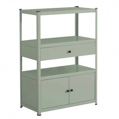 【幅80cm奥行40cm高さ112cm】スチールラック 高さ調整可能  扉付き 引き出し収納 大容量  オーペンラック 扉付き  オープンラック 可動棚 分割可能 大容量 オープンシェルフ 収納ラック キッチンラック 棚 食器棚 収納ラック 棚 物置 作業台 倉庫用 各棚板耐荷重約100kg