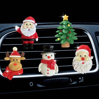 Christmas Style Car Fragrance Clip, Cute Snowman & Christmas Tree Shape, Car Air Vent Fragrance Decor, Holiday Gift