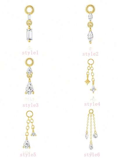 1pc 925 Sterling Silver Geometric Cubic Zirconia Pendant Earring Set, Hypoallergenic Pure Silver, Suitable For Women's Daily, Date, Vacation, Wedding, Party, Holiday Gift