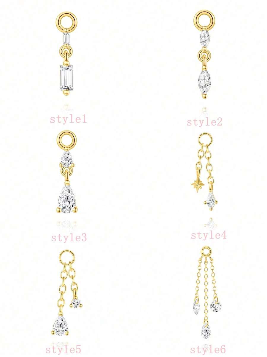 1件套925纯银几何立方氧化锆吊坠耳环套装，低过敏性纯银材质，适合女性日常、约会、度假、婚礼、派对、节日等场合佩戴，是理想的礼物之选。 - 金色 - 查看 1