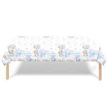 This 50/51-Piece Blue Teddy Bear Disposable Tableware Set Includes 10 Dinner Plates, 10 Dessert Plates, 10 Paper Cups, 20 Napkins, And 1 Tablecloth. This Convenient Tableware Set Is Perfect For Camping, Picnics, Garden BBQs, Baby Showers, Weddings, And Birthday Parties. - Multicolor - View 8