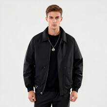 Men's Spring Casual Turndown Collar Jacket - Black - View 1