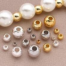 10颗优雅简约铜镀18K金、厚银色和铂金色抛光圆形隔珠DIY手链项链耳环套装，适合婚礼派对 - 彩色 - 查看 4