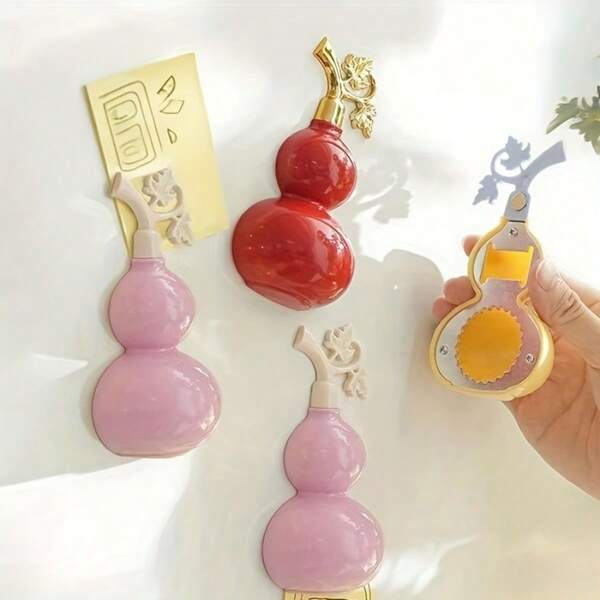 1个磁性葫芦形开瓶器，冰箱贴式，创意便携式家用啤酒水瓶开瓶器，轻松取下瓶盖