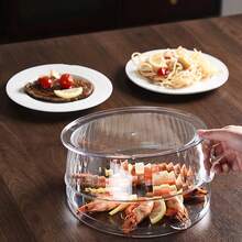 1pc Multifunctional Microwave Splash Guard With Matching Tray - Heat Resistant Up To 200°C, Reusable, For Covering Vegetables, Fruits And Dishware - Stackable Plastic Cover, Suitable For Camping, Outdoor And Home Use. Can Also Be Used As Food Container. Dishwasher . - 1pc - View 11