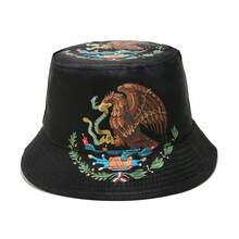 1pc Reversible Printed Bucket Hat, European And American Style Sun Protection Wide Brim Bucket Hat, Mexican Creative Cartoon Design - A - View 8