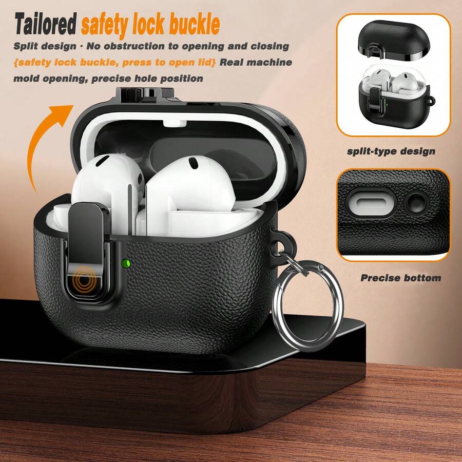 三星 Galaxy Buds3/Buds3 Pro 专用皮革纹理保护套（1 套），透明电镀材质，带锁扣 - 彩色 - 查看 1