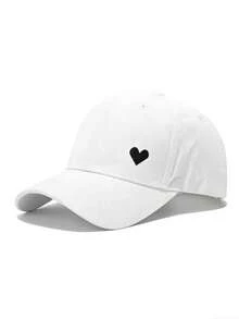 1pc/2pcs Black & White Embroidered Heart Baseball Cap, Fashionable Minimalist Couple Gift - A - View 19