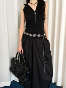 1pc Silver Alloy Bohemian Style Unique Waist Chain For Women Belts For Women Dress - Silver - View 1