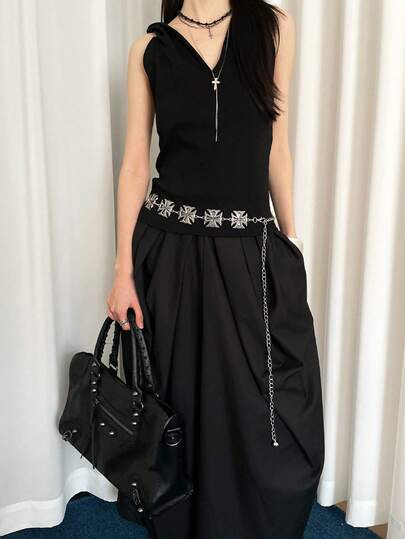 1pc Silver Alloy Bohemian Style Unique Waist Chain For Women Belts For Women Dress