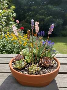 5个六边形水晶植物插杆装饰，植物装饰，花园装饰，家居装饰，户外花盆，花园改造，婚礼装饰，经典设计，优雅装饰，室内装饰，适合植物爱好者 - 彩色 - 查看 3