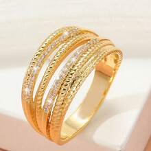 1pc Fashionable Infinity Zirconia Christmas Gift Ring For Mom, Wife, Wedding, Holiday Party - Yellow Gold - View 6