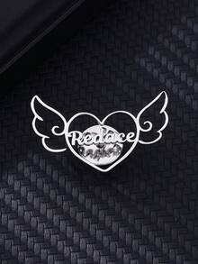 Custom Angel Wings Heart Name Brooches For Women Men Stainless Steel Customized Brooch Pin Badge Personalized Jewelry On Clothes Birthday Valentine's Day Gift - Multicolor - View 3