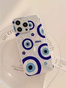 1个时尚艺术恶魔之眼标语图案防水防指纹防刮透明IMD软面光滑手机壳，适合表白、送给朋友、家人、情侣、生日、节日礼物，兼容 17/17 Plus/17 Pro/17 Pro Max - 彩色 - 查看 4