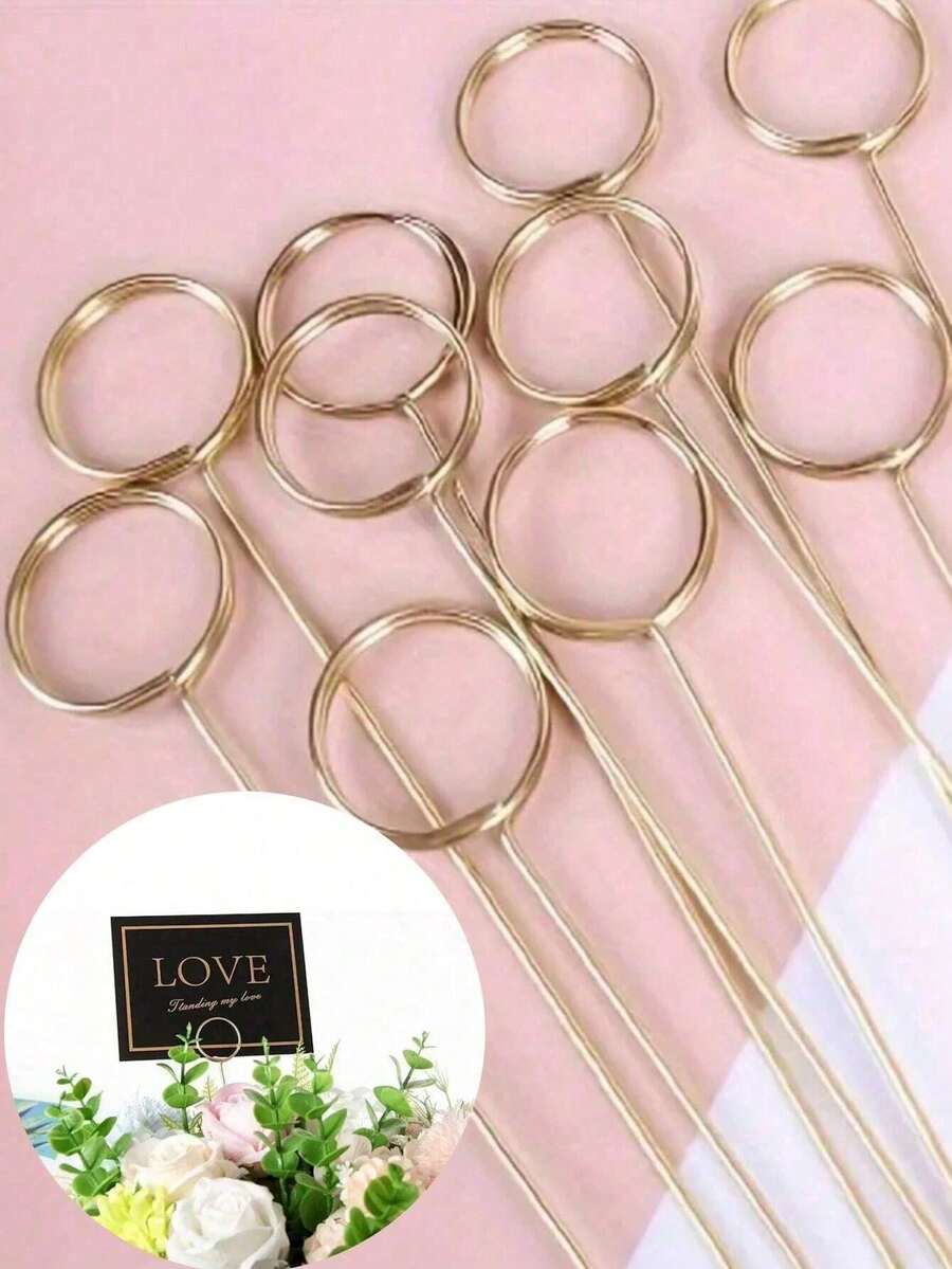 Flower Card Holder, Flower Photo Holder, Photo Memo Holder, Metal Flower Card Holder, Gold Round Photo Holder, Wedding And Party Gift Card Holder. - Holiday Name Card Holder - View 1