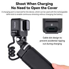 TELESIN Waterproof Side Cover Easy Removable Type-C Charging Cover Port Black Charge While Shooting Water Snow Resistant Protective Case Action Camera Accessories - 查看 3
