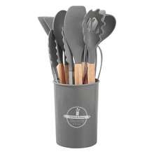 12pcs Silicone Kitchen Utensil Set With Wooden Handles And Storage Canister, Heat Resistant, 5 Colors Suitable For Modern Kitchen - Multicolor - View 13