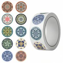 500PCS Vibrant Mandala Retro Pattern Roll Sticker Cartoon Fashion Scrapbook Graffiti Cafe DIY Scrapbooking Phone Gifts Decals - 1 Set - View 3