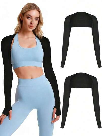 1pc Breathable UV-Blocking Ice Silk Arm Sleeve, Ice Silk Sun-Shielding Sleeve, Cooling Shoulder Wrap Sleeve, Elastic Half-Finger Sunscreen Arm Sleeve For Summer, Anti-UV Sun Protection Sleeve With Finger Hole, Suitable For Outdoor Sports, Golf, Cycling