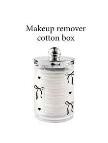 Black Bow Design Cotton Swab Storage Box, Cotton Swab Holder, Cotton Swab And Dental Floss Container, Transparent Acrylic Makeup Pad Pad Box, Makeup Brush Holder, Cosmetic Storage Box, Suitable For Home, Office, Desk, Cleaning Ball Storage Box, Bathroom Storage Jar, Transparent Jar, Suitable For Cotton Swabs, Balls, Cotton Pads, Dental Floss (Manual Measurement: 1-2cm Error Possible) - Multicolor - View 12