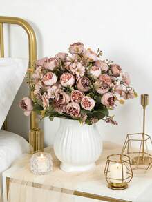 1/3/60 piezas Flores de rosa de seda artificial, ramo floral realista, adecuado para el hogar, restaurante, sala de estar, decoración de jardín al aire libre, props de fotografía floral, flores artificiales, ramo de boda, ramo de novia, suministros de boda, decoración de boda, flores decorativas, decoración de primavera, Día de San Valentín - Rosa - Ver 5
