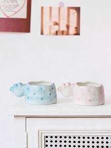 1pc Creative Cute Hand-Painted Cat Paw Handle & Cat Face Ceramic Coffee Mug - Multicolor - View 3